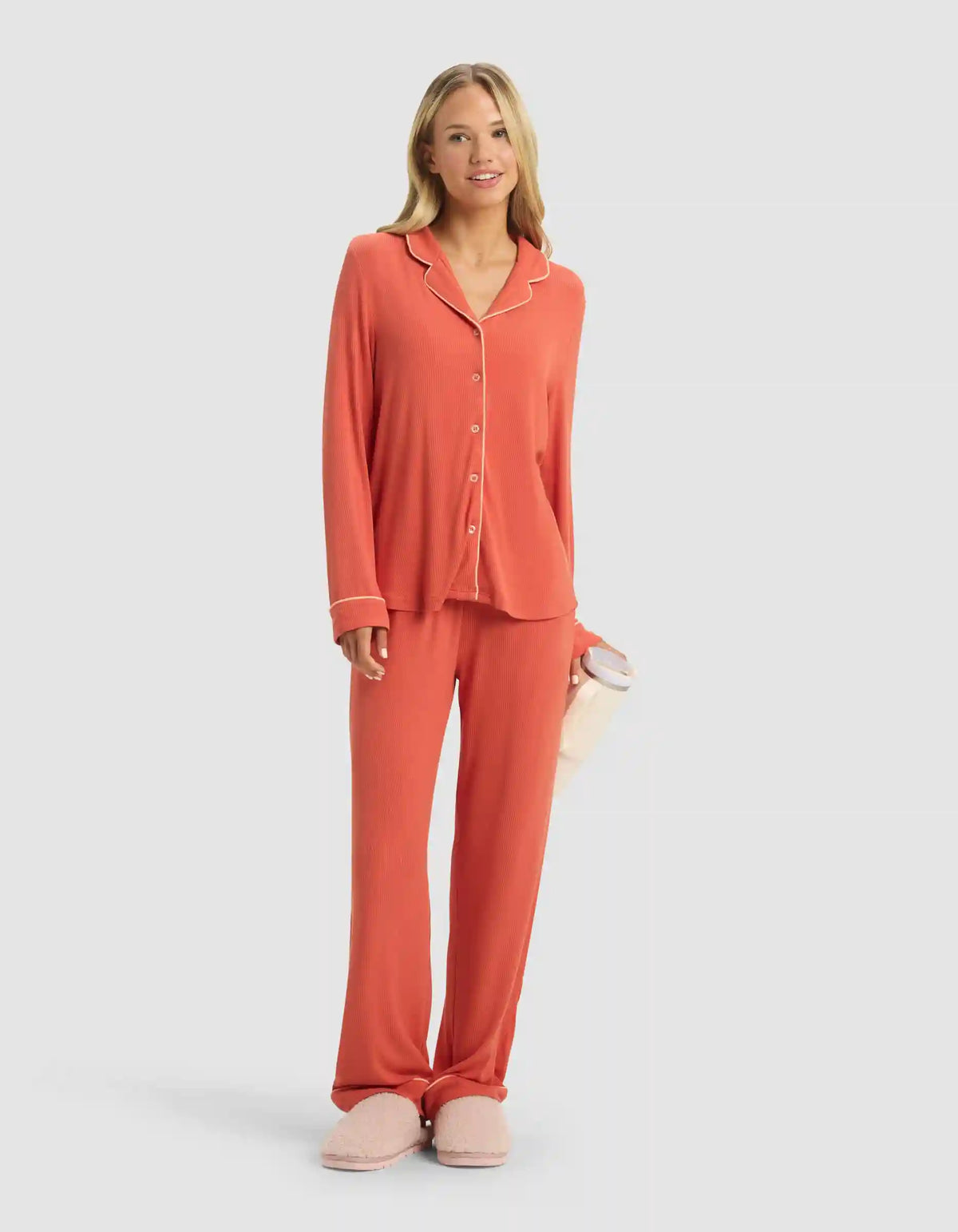 Women's Bamboo Rib-Knit Classic Long Sleeve Pajama Top