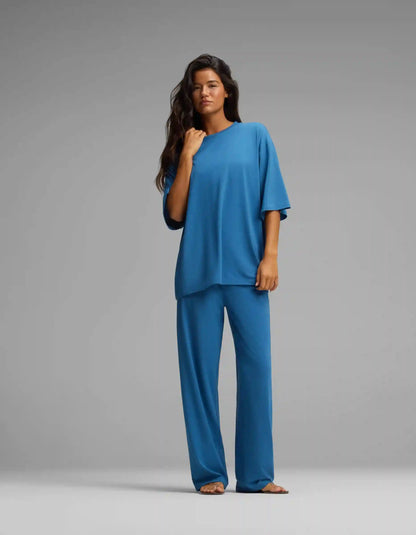Women's First Layer Boyfriend Sleep Tee & Pajama Pant Set