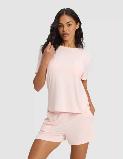 Women's Bamboo Stretch-Knit Lounge Tee & Shorts Set