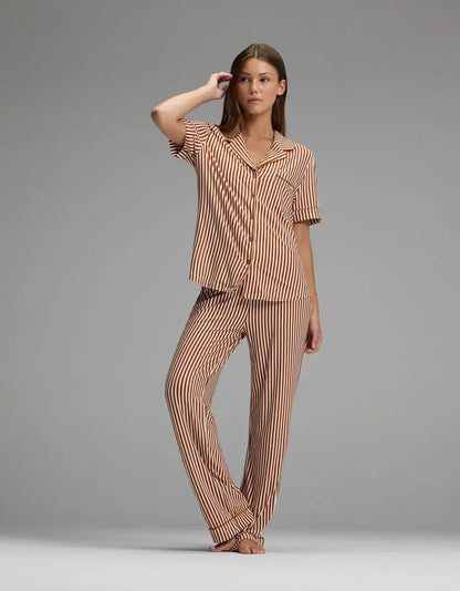 Women's Bamboo Stretch-Knit Short Sleeve & Pant Pajama Set