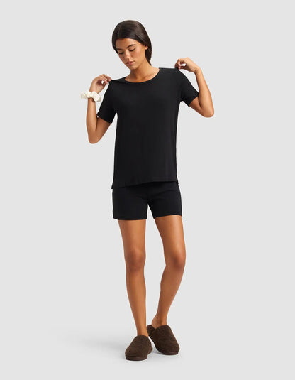Women’s Bamboo Rib-Knit Short Sleeve Lounge Top