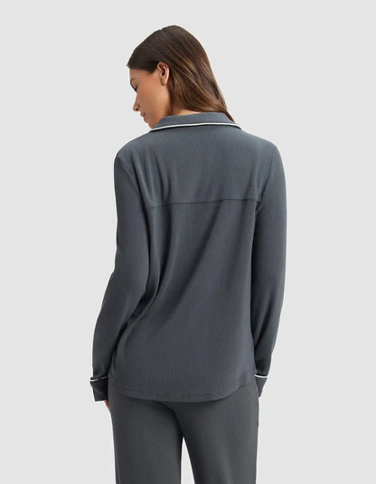 Women's Bamboo Rib-Knit Classic Long Sleeve Pajama Top