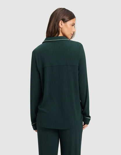 Women's Bamboo Rib-Knit Classic Long Sleeve Pajama Top