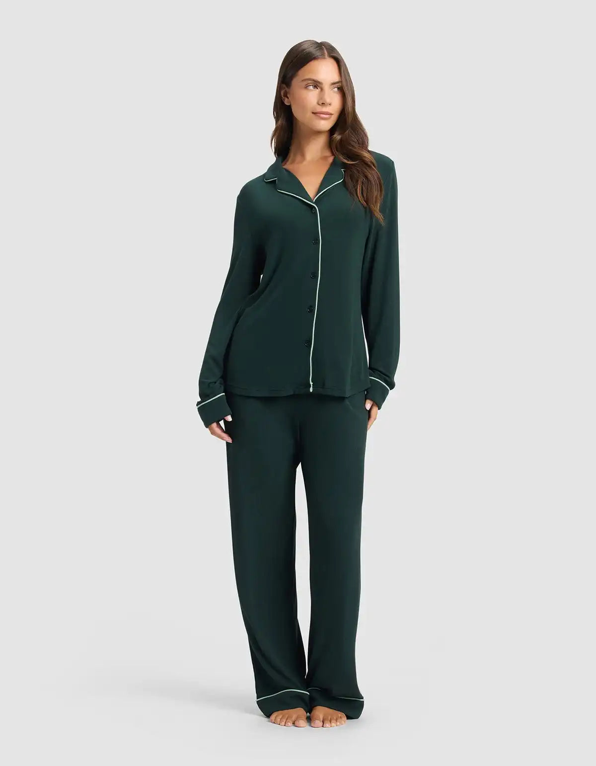 Women's Bamboo Rib-Knit Classic Long Sleeve Pajama Top