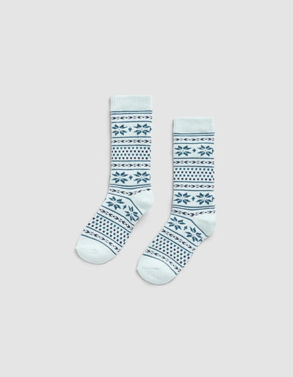 Snowflake Plush Lounge Calf Sock