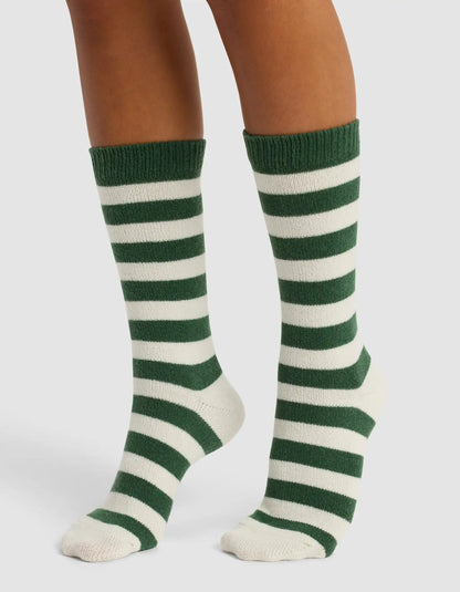 Striped Plush Lounge Calf Sock