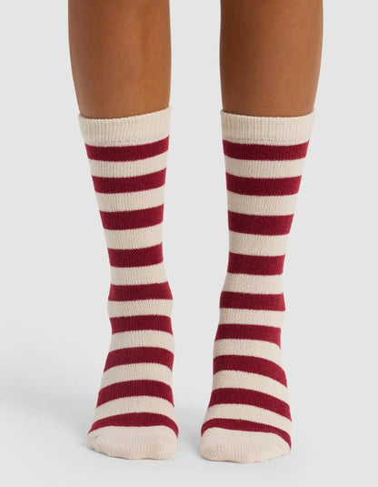 Striped Plush Lounge Calf Sock