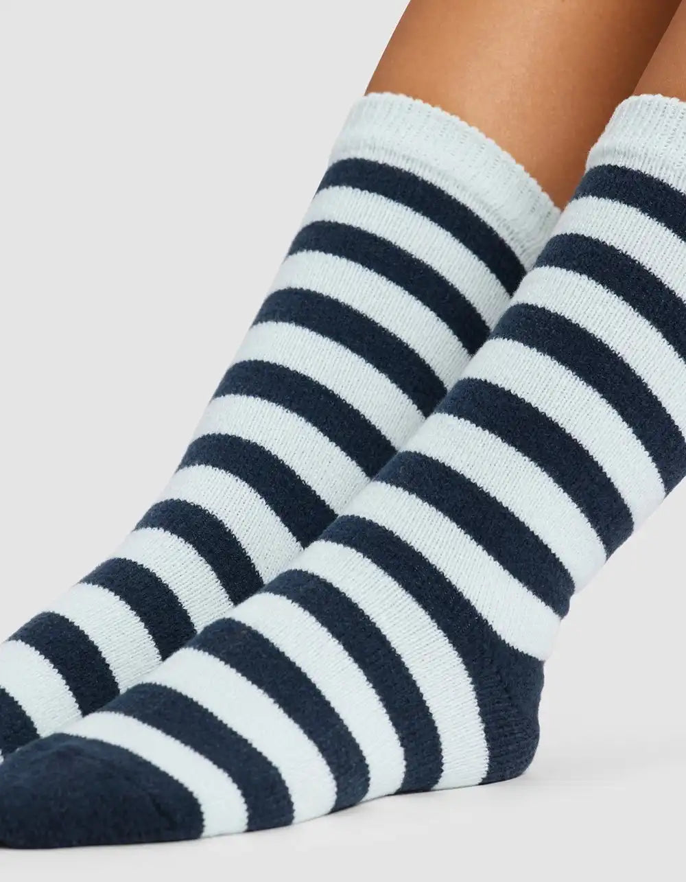 Striped Plush Lounge Calf Sock