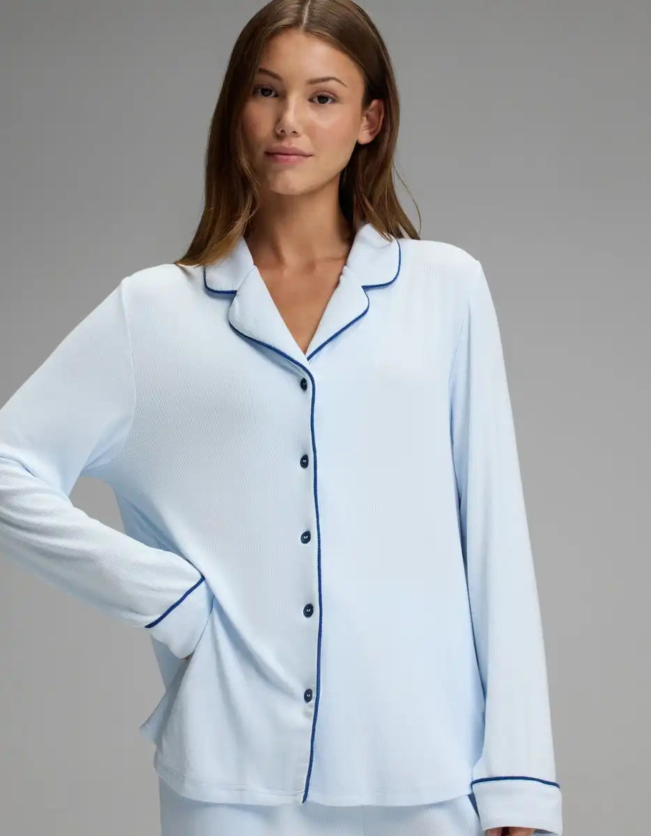 Women's Bamboo Rib-Knit Classic Long Sleeve Pajama Top