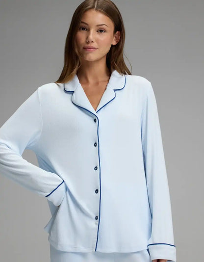 Women's Bamboo Rib-Knit Classic Long Sleeve Pajama Top