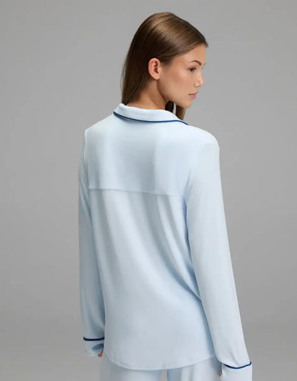 Women's Bamboo Rib-Knit Classic Long Sleeve Pajama Top