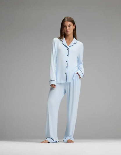 Women's Bamboo Rib-Knit Classic Long Sleeve Pajama Top