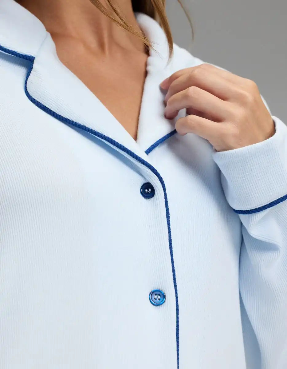 Women's Bamboo Rib-Knit Classic Long Sleeve Pajama Top