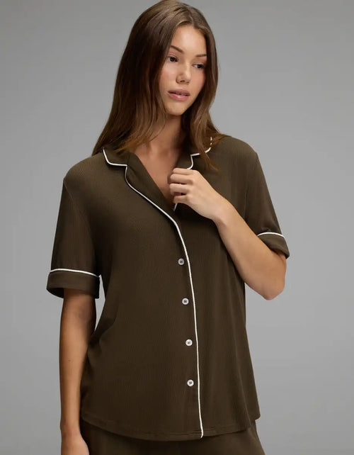 Women's Bamboo Rib-Knit Classic Short Sleeve Pajama Top