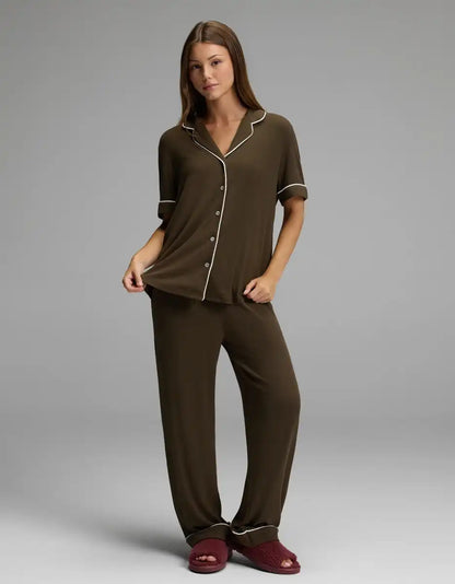 Women's Bamboo Rib-Knit Classic Short Sleeve Pajama Top