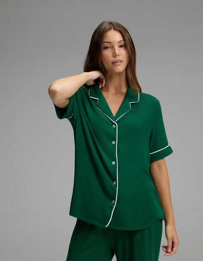 Women's Bamboo Rib-Knit Classic Short Sleeve Pajama Top