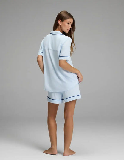 Women's Bamboo Rib-Knit Classic Short Sleeve Pajama Set