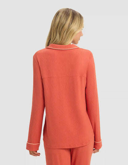 Women's Bamboo Rib-Knit Classic Long Sleeve Pajama Top