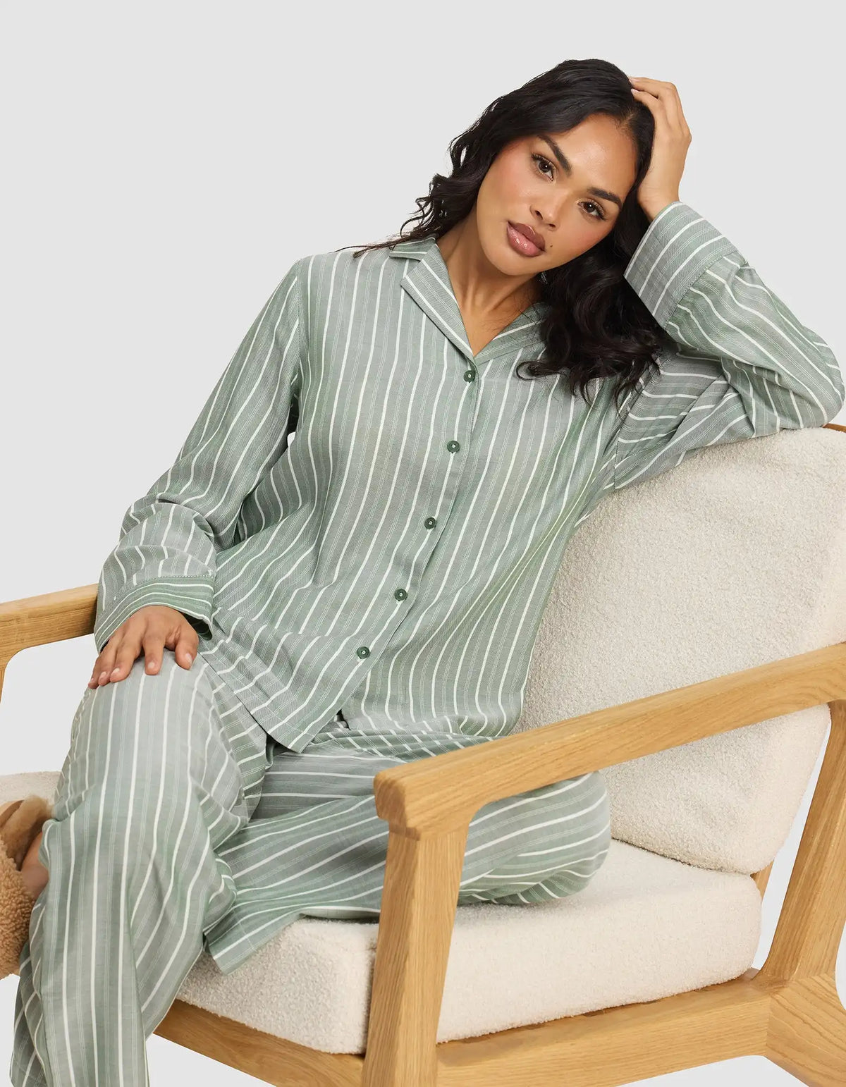 Women's Soft Woven Long Sleeve Pajama Top