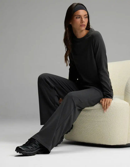 Women's Brushed Bamboo Pullover Crew & Wide Leg Pull On Pant Set