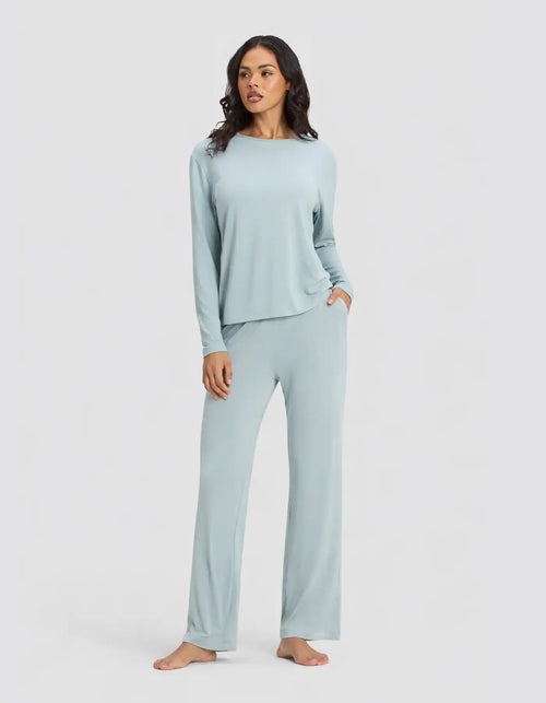 Women's Bamboo Stretch-Knit Long Sleeve Lounge Tee & Pant Set