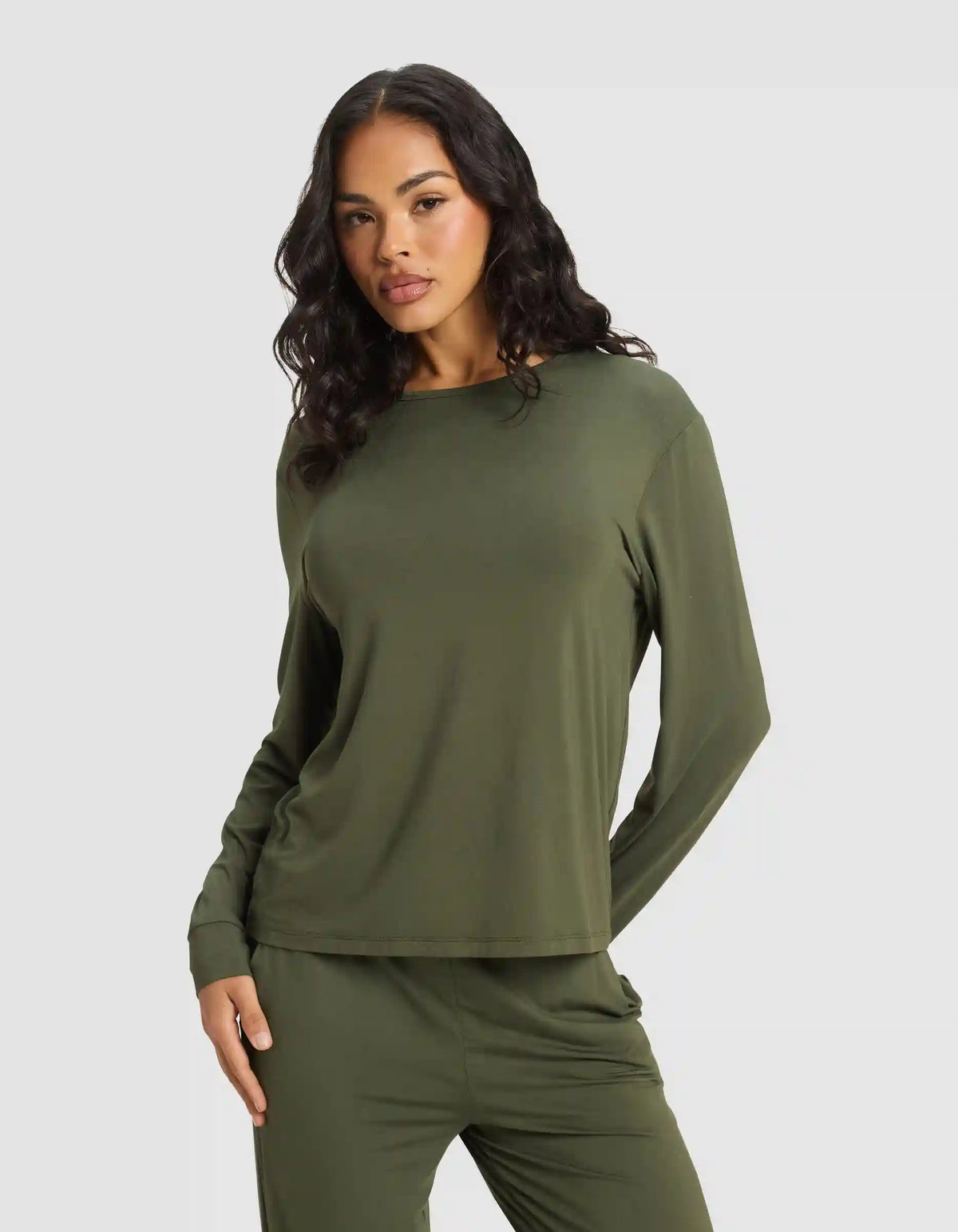 Women's Bamboo Stretch-Knit Long Sleeve Lounge Tee & Pant Set