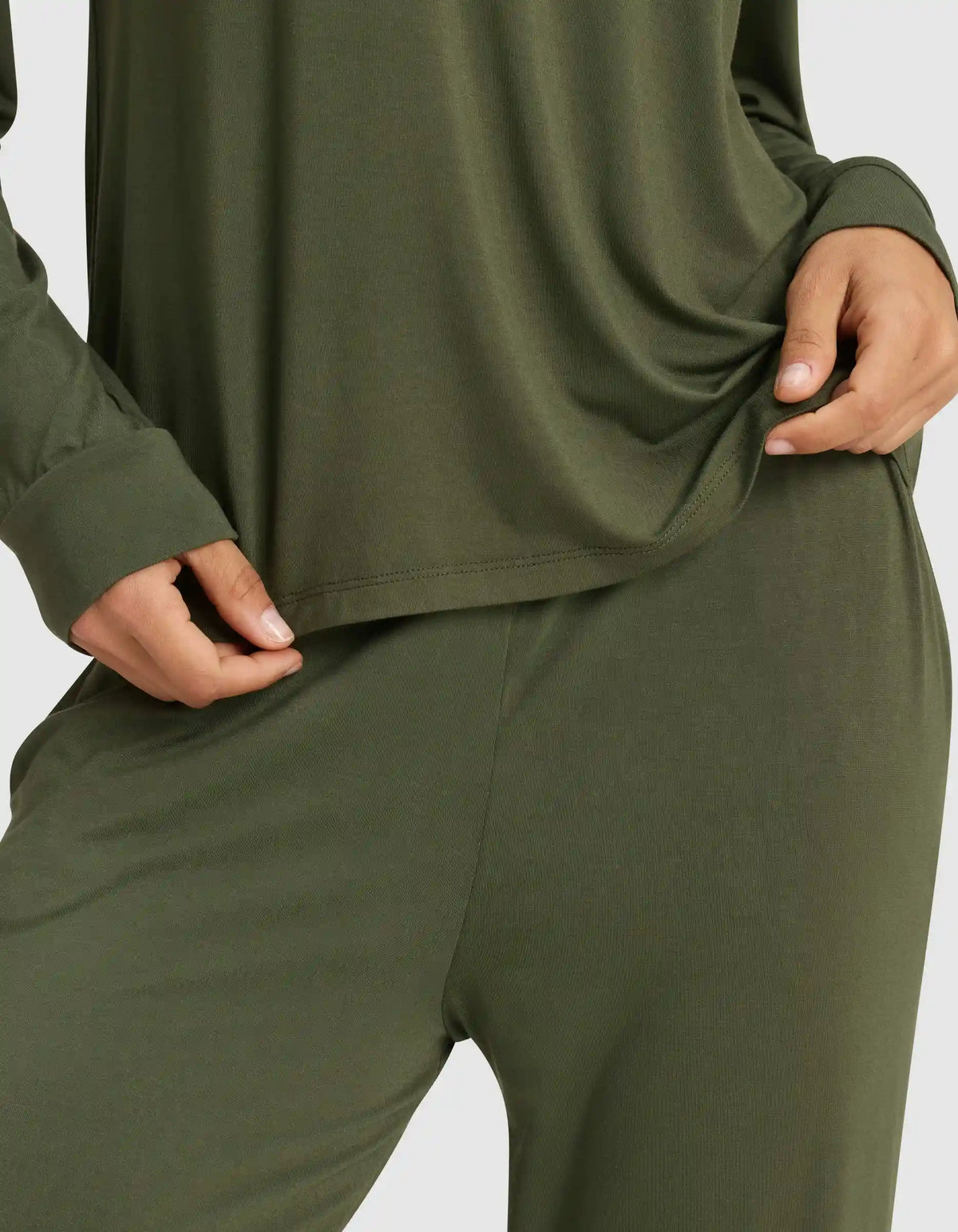 Women's Bamboo Stretch-Knit Long Sleeve Lounge Tee & Pant Set